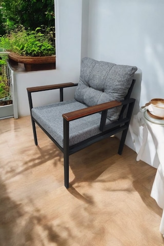 Pimango Pi Elize Demonte Metal Tekli Bahçe Mobilyası Gri 60 x 60 CM Gri