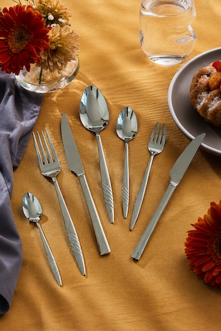 Salkım 60 Vibe Steel Parça 12 Kişilik Çelik & Kutulu Çatal & Kaşık Takımı Gümüş