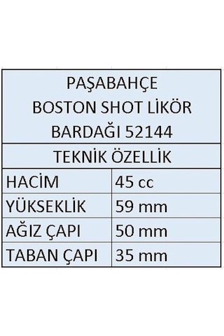 Paşabahçe 52144 Boston Shots Bardak 6'lı 45 Cc - Şeffaf