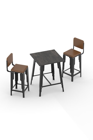 Retodesign Lotus Kare Bar 2 Sandalyeli Takım 9102 Antrasit - Siyah