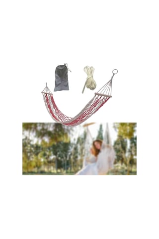 Suntek Kamp Hamak Ağır Katlanır Plaj Veranda Kırmızı-beyaz Beyaz - Kırmızı