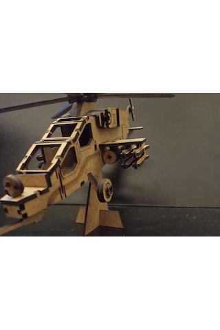 TLRhobi 3d Atakt129 Ahşap Helikopter Maket 35 x 29 x 20 CM