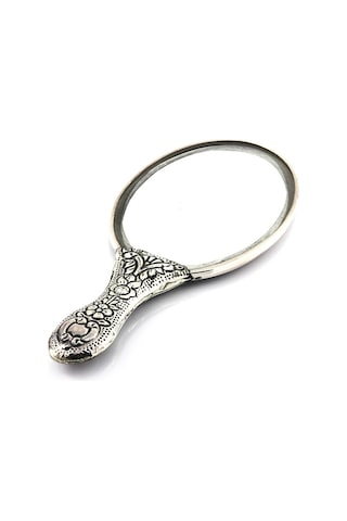 Altın Sepeti GA023 Çiçekli Gümüş Papatya El Aynası