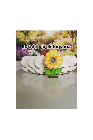 Çicek 20'li Çiçek Ahşap Oyuncak Aktivite Karne Hediyesi Yaz Okulu Kreş Anaokulu Etkinlik