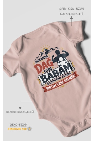 Morivokids Babaya Özel Kısa Kollu Bebek Body %100 Pamuk Zbn209-kk Pastel Pembe