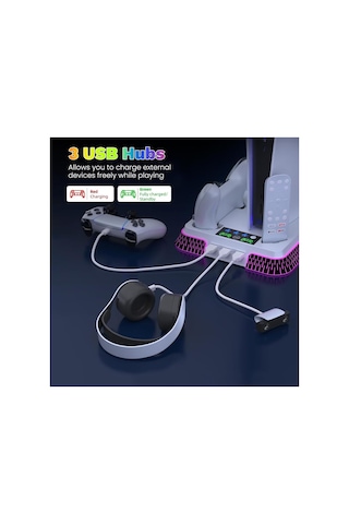 Ps5 Soğutma Standı İstasyonu Ps5 Pro/slim Rgb Ve Turbo Fan Playstation 5 Çift Şarj Aksesuar Kiti