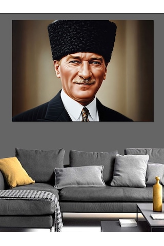 Gülümseyen Atatürk Dekoratif Kanvas - Mdf Ahşap Tablo