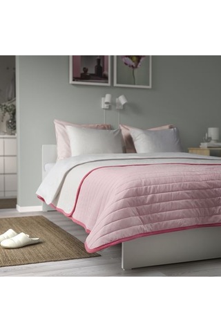 Ikea Vetejordfly Yatak Örtüsü, Pembe-beyaz, 260x250 Cm