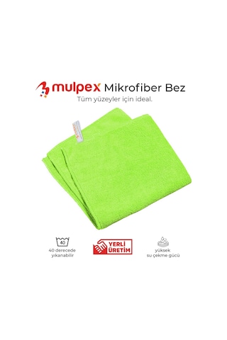 Mulpex Mikrofiber Genel Temizlik Bezi Yeşil 40X40 cm. - 20 Adet