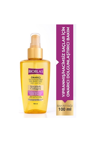 Bioblas Keratin Kolajen Onarıcı Dolgunlaştırıcı Saç Bakım Yağı 100 Ml İnce Yıpranmış Saçlar