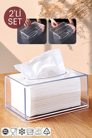 Nandy Home 2'li Set Clear Peçete Organizeri