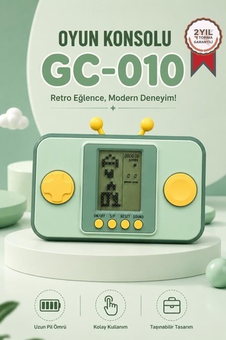 Delux Serisi Parti Nostalji Gc-010 Yeşil El Atarisi Tetris Gameboy