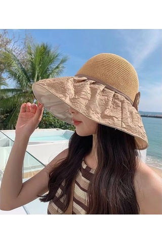 Kadınlar İçin Şık Örme Güneşlik Şapka, Yüzü Koruyan Geniş Kenarlı Kova Tasarım, Yaz Modasına Uygun Trend Aksesuar Beyaz