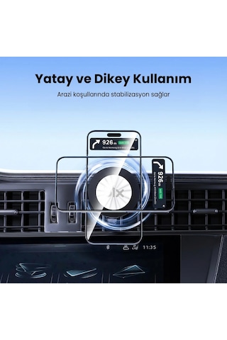 Bix Bxch14 360 Derece Metal Kancalı Manyetik Havalandırma Izgarası Araç İçi Telefon Tutucu