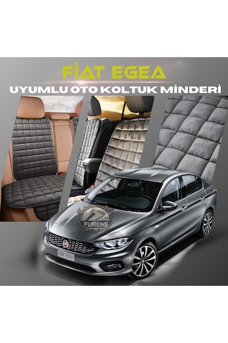 Fiat Egea Antrasit Tay Tüyü Cepli & Terletmez Sırtlı Oto Koltuk Minder Seti - Koruma Kılıfı  Ön & Arka Set