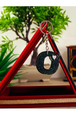 Harfli Anahtarlık Epoksi Kişiye Özel Yapım El Yapımı Harf Anahtarlık Kalp Model Özel Tasarım Hediyelik Ürün Kalp Desenli Simli Anahtarlık Beyaz - Yeşil