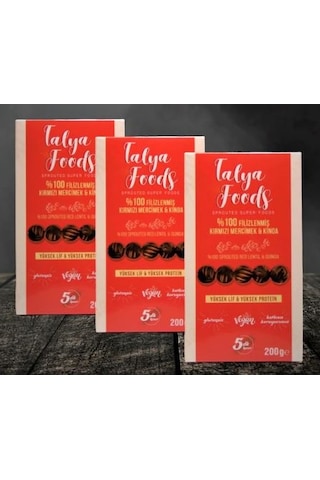 Talya Foods Glutensiz Vegan Kırmızı Mercimek & Kinoa Makarna 3 x 200 G