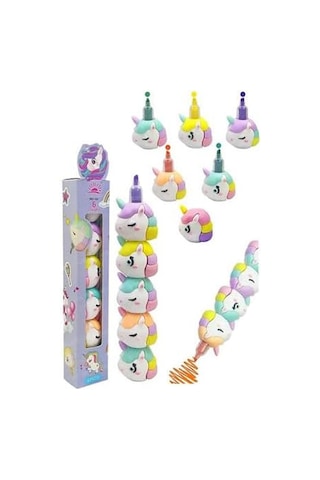 Unicorn Fosforlu Kalem Yumurtlayan 1 Paket 5 Renk Unicorn Figürlü İşaret Kalemi Mini 5 Li Fosforlu Kalem Çok Renkli