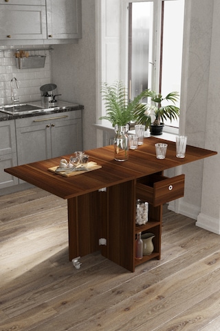 Dekorfim DF01102BR Pratik Katlanır Masa Mutfak ve Yemek Masası