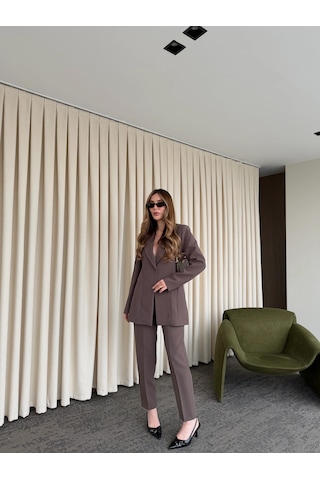 Laluvia Kahverengi Belden Oturtma Blazer Ceket - 9684 Kahverengi