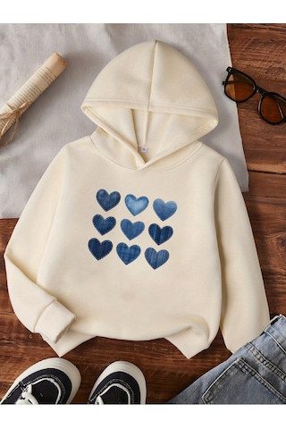 Uyguntarz Unisex Jean Kalp Desenli Baskılı Oversize Genel Bej