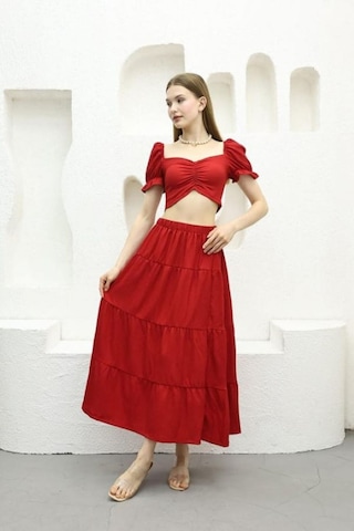 Kadın Etek Bluz İkili Takım - S504868 Bordo