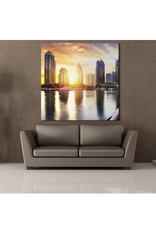 Dünyanın Ünlü Şehirleri Evleri Kanvas Tablo 100x100cm