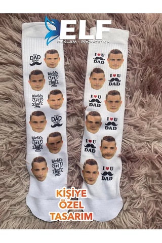 Kişiye Özel Çorap Baskılıdır Beyaz