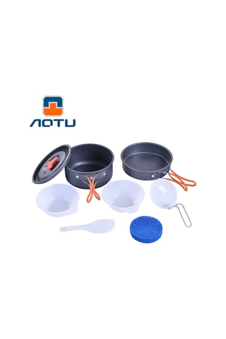Aotu WH200 Outdoor Kamp Pişirme Tenceresi ve Kase Seti 7 Parça Çok Renkli