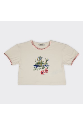 Panço Kız Çocuk El İşi Detaylı T-shirt 2411gk05056-4485 001