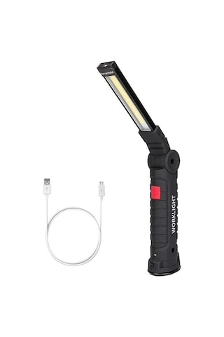 Soulader Pratik Mıknatıslı Katlanabilir Led Çalışma Lambası - Araç Tamir, El İşleri Ve Ev Onarımı İçin Çok Amaçlı Aydınlatma Siyah