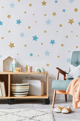 Renkli Yıldızlar Temalı 100 Parça Çocuk Ve Bebek Odası Dekoratif Duvar Sticker  Seti