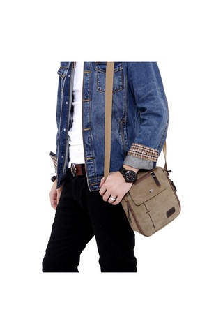 Günlük Trend Çok Bölmeli Kanvas Postacı Omuz Çantası Mh6662 Kahverengi