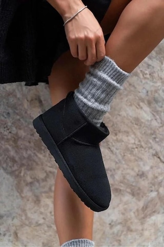 Pierre Cardin 52126 Süet İçi Kürklü Mini Boy Bilekte Kısa Kadın Bot Siyah