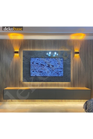 Meşe 2 Adet 40x270 Cm Yeni Nesil Akustik Ahşap Duvar Paneli