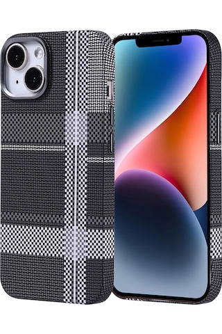 Apple Uyumlu iPhone 13 Uyumlu Kılıf Magsafe Şarj Özellikli Karbon Fiber Görünümlü Zore Nekst Kapak - Siyah Siyah -