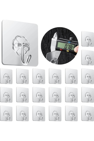 Vkemall 20 Adet Şeffaf Otomatik Yapışkan Duvar Kanca - Ev Dekoru İçin Dayanıklı Ve Şeffaf Tasarım, Kolay Kurulum