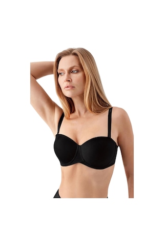 New Bra Newbra Lingerie 347057 Kadın Dolgusuz Straplez Basic Desteksiz C Cup Sutyen Siyah
