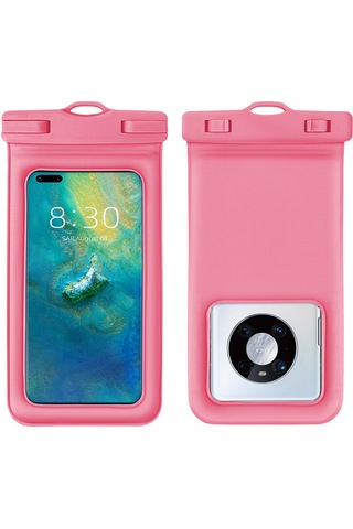 Mufunye Genel Telefon Su Geçirmez Çantası, Çift Katlı Sponge İle Yüzme Dalış İçin, 99% Model Uyumlu, Transparan Büyük Boy, Macaron Pembe