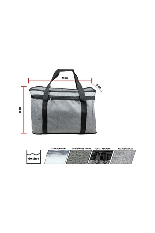 Wolfish Termal Çanta 60 Lt Sıcak Soğuk Koruma Piknik Seyahat Kamp Gri