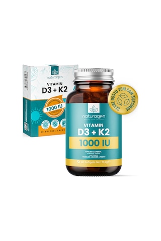 Naturagen Vitamin D3 + K2 1000 IU 60 Kapsül