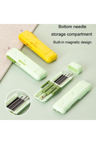 Çok Fonksiyonlu 3'ü 1 Arada İğne İplikleyici Ve İplik Açıcı Ev Taşınabilir El Dikiş Aleti Yeşil