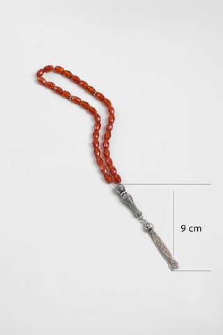 Doğal Akik Taşlı 25 Cm Gümüş Tesbih