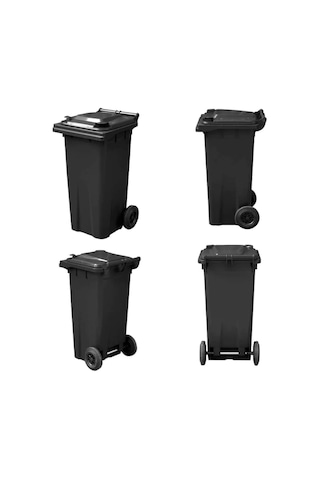 Siyah Renk 120 Lt Çöp Kovası, Çöp Konteyner Siyah