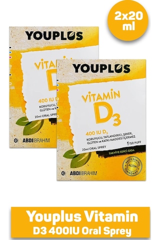 Youplus Vitamin D3 400ıu Oral Sprey 20 Ml 2 Adet