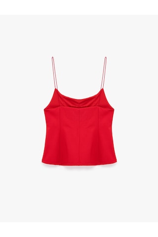Koton Dikiş Detaylı Viskon Kolsuz Slim Fit Peplum Askılı Bluz Kırmızı 6sal30147ık