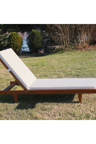 Motoryagmarket Riva Kademeli Ahşap Şezlong Tekerlekli -5Cm Minderli