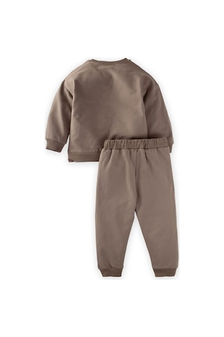 Cigit Basic Karyoka Detaylı Sweatshirt Takım 3-8 Yaş Vizon Vizon