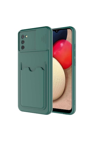 Zore Galaxy Uyumlu A02s Kılıf Kartix Kapak - Koyu Yeşil Koyu Yeşil