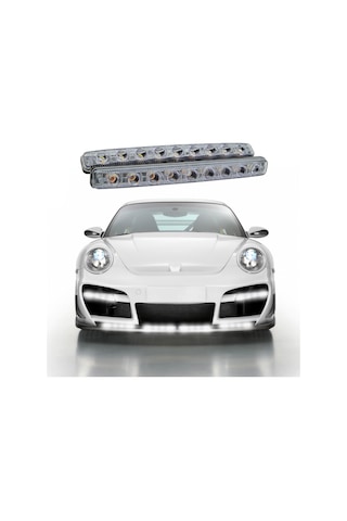 Mega Oto Market 12v 9 Ledli 36w Beyaz Gündüz Ledi - Sarı Sinyalli Ip4 Metal Kasa